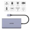 Unitek HUB USB-C 2x USB 3.1, HDMI 2.0, DP 1.4, RJ45, SD, PD 100W; D1056A